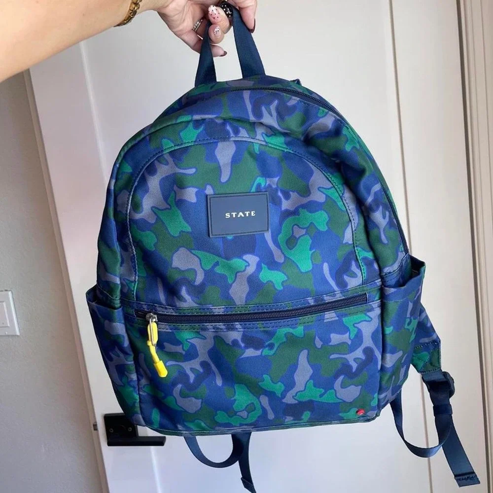 STATE Bags Kane Backpack Camo Kids School Backpack Blue Green